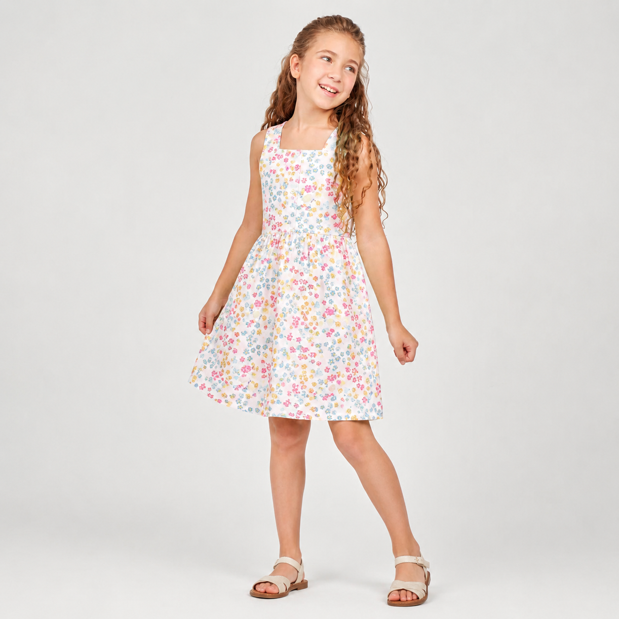 Girls Floral Printed Dress