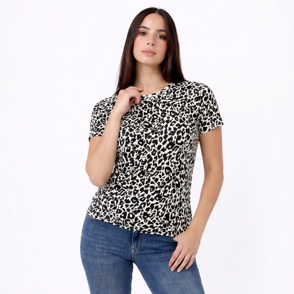 Women's cotton animal print t-shirt casual fashion top