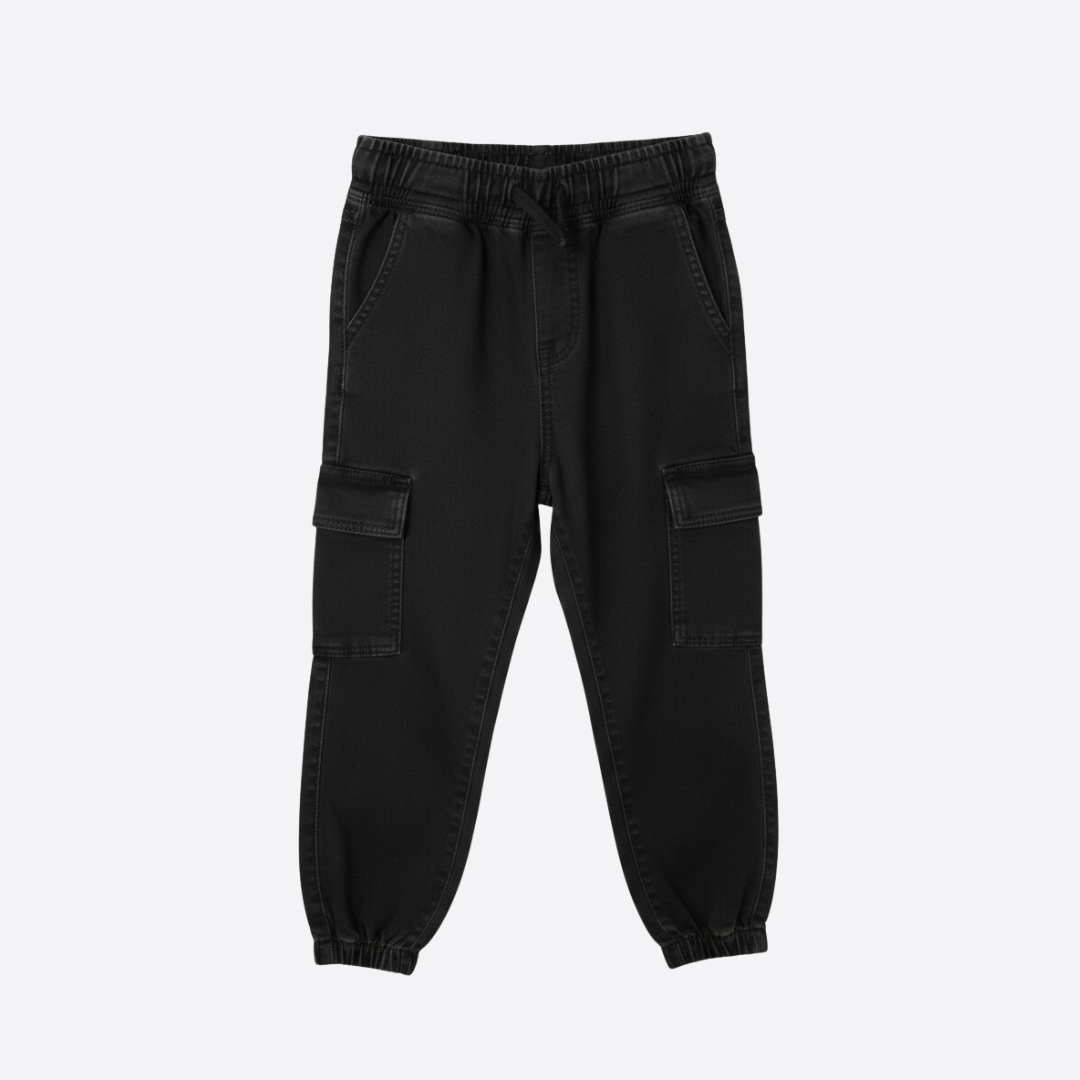 Boys Denim Cargo Jogger Pants