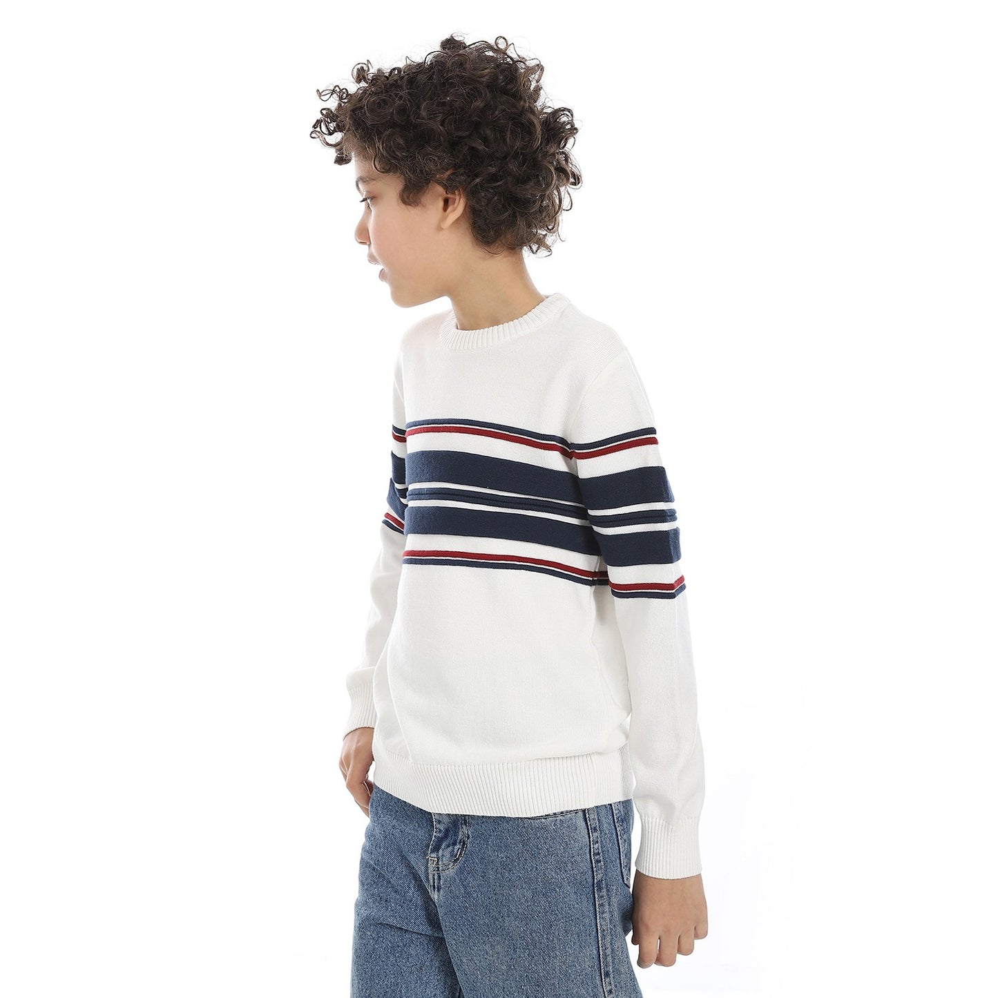 Boys Striped Crew Neck Pullover