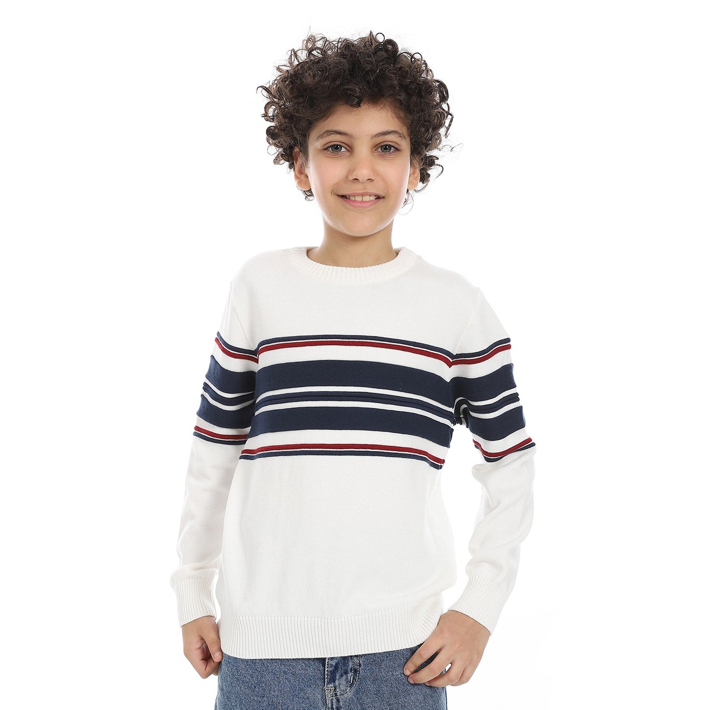 Boys Striped Crew Neck Pullover