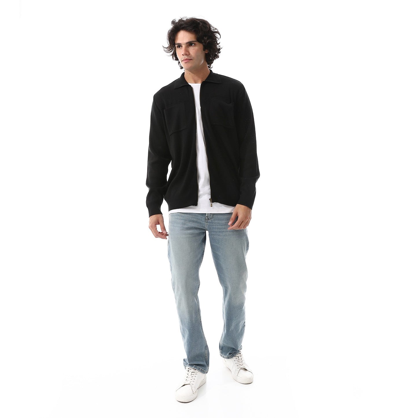 Men Wool Zip-Up Knit Cardigan