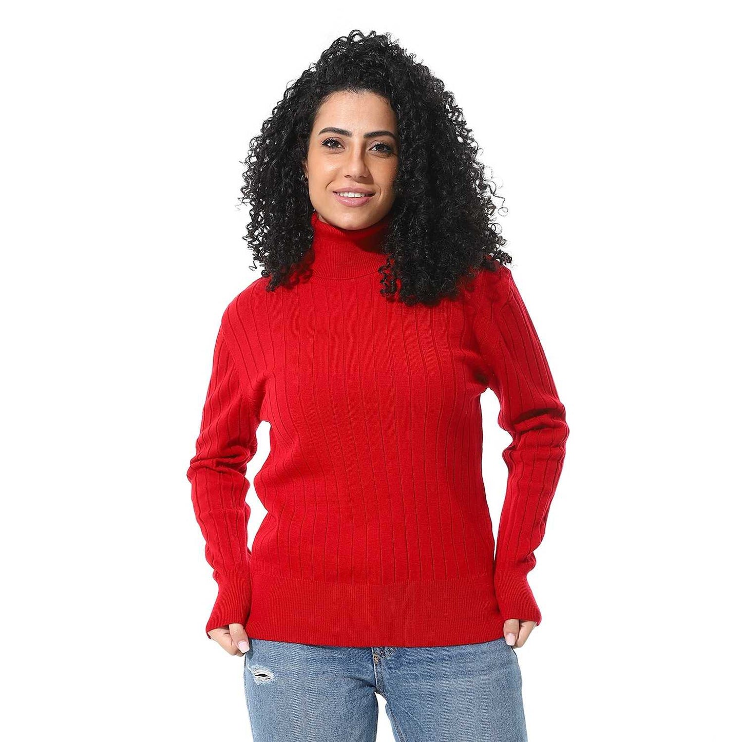 Women’s High Neck Ribbed Sweater
