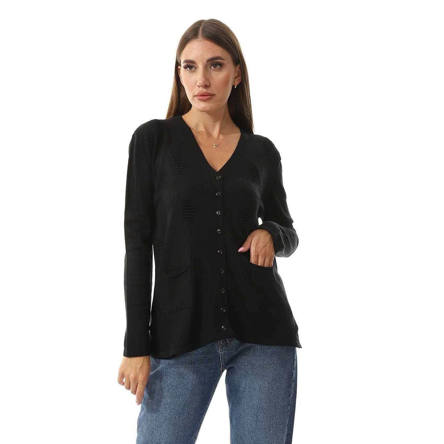 Women's V Neck Knitted Cardigan