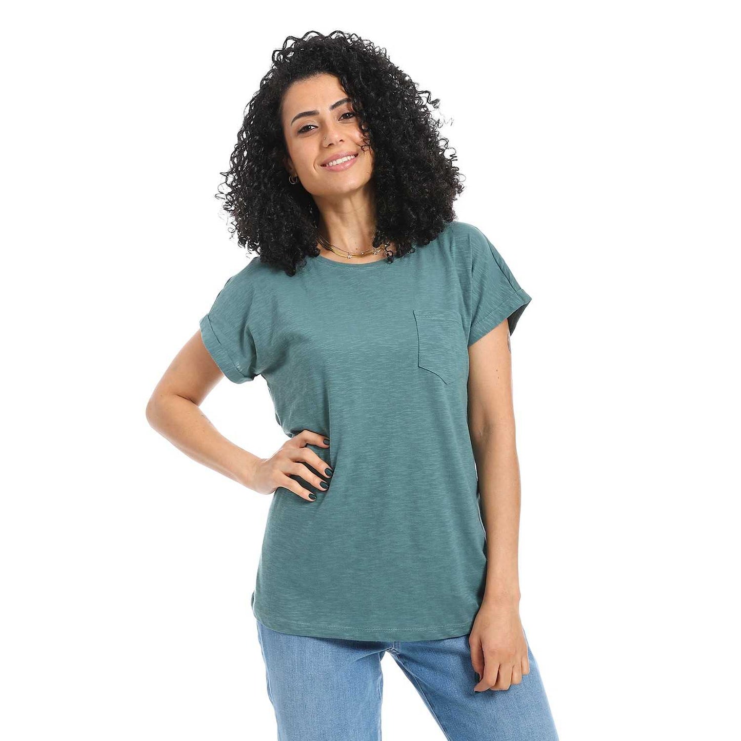 Women's Round Neck Cotton Plain T-Shirt