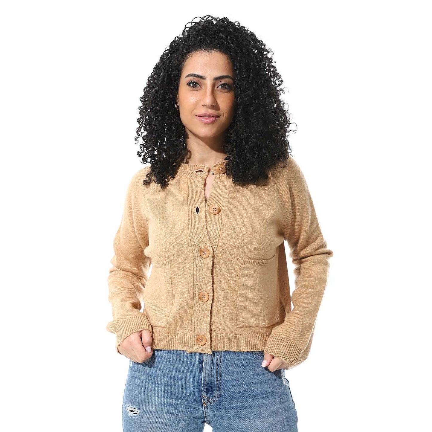 Women's Button-Front Crop Cardigan