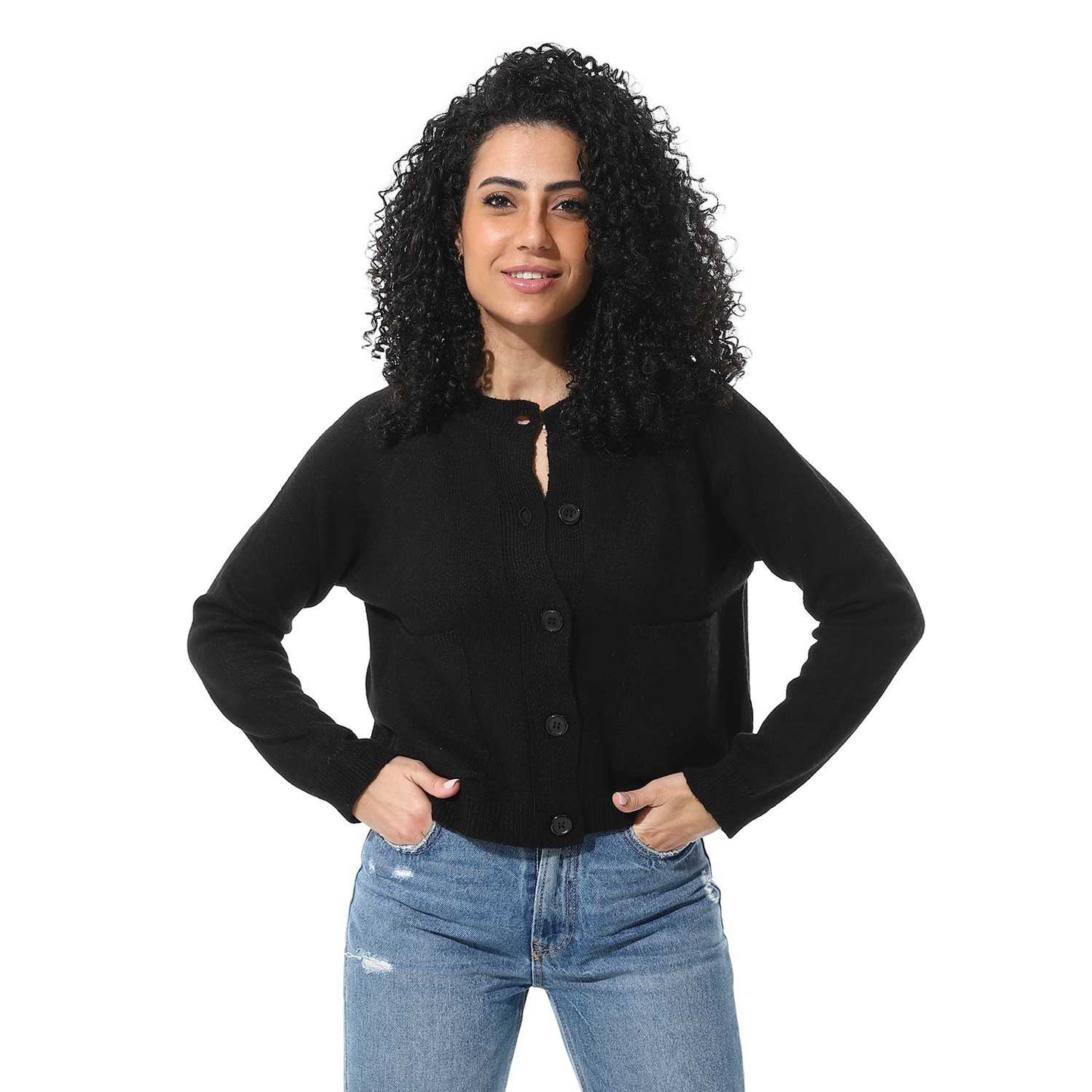 Women's Button-Front Crop Cardigan