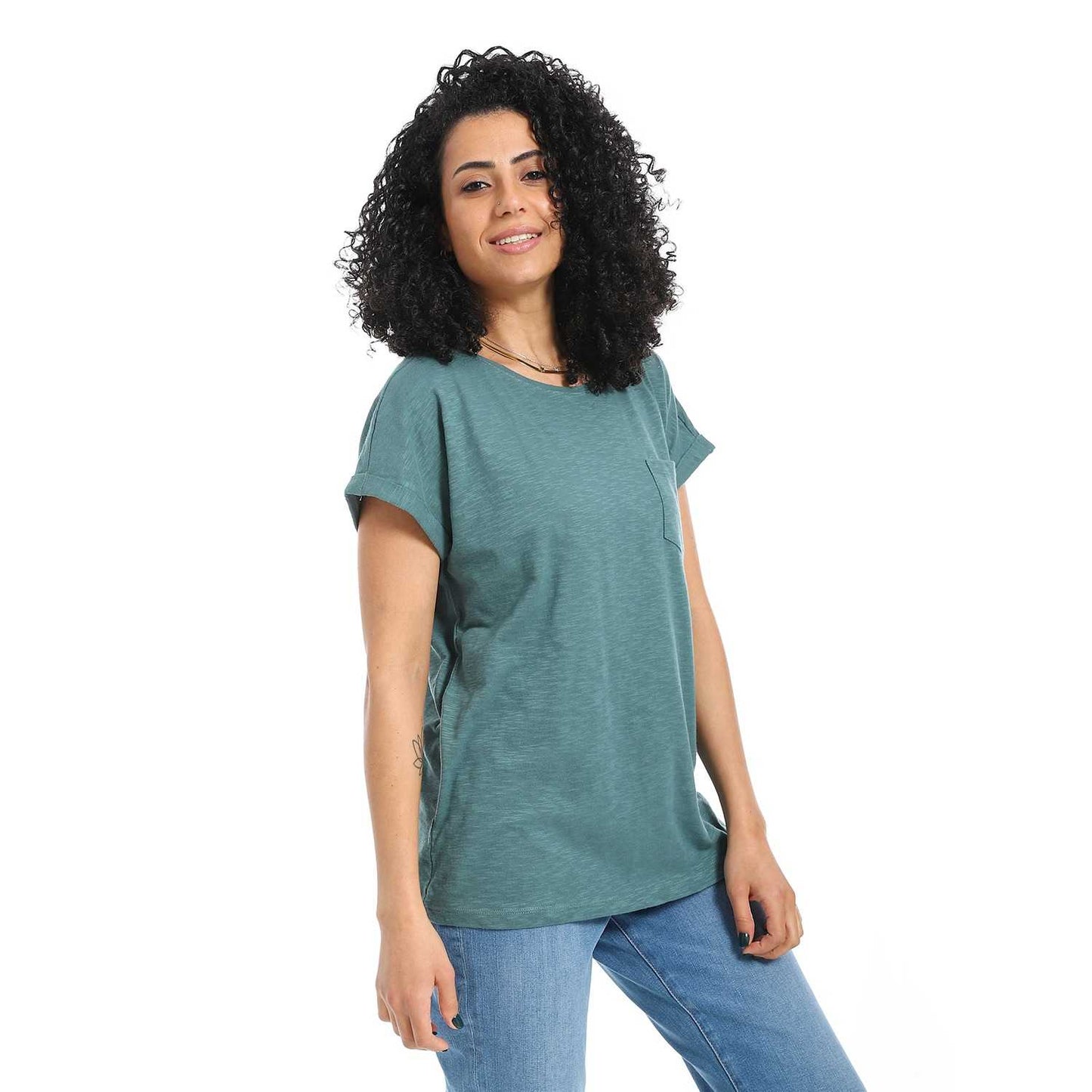 Women's Round Neck Cotton Plain T-Shirt
