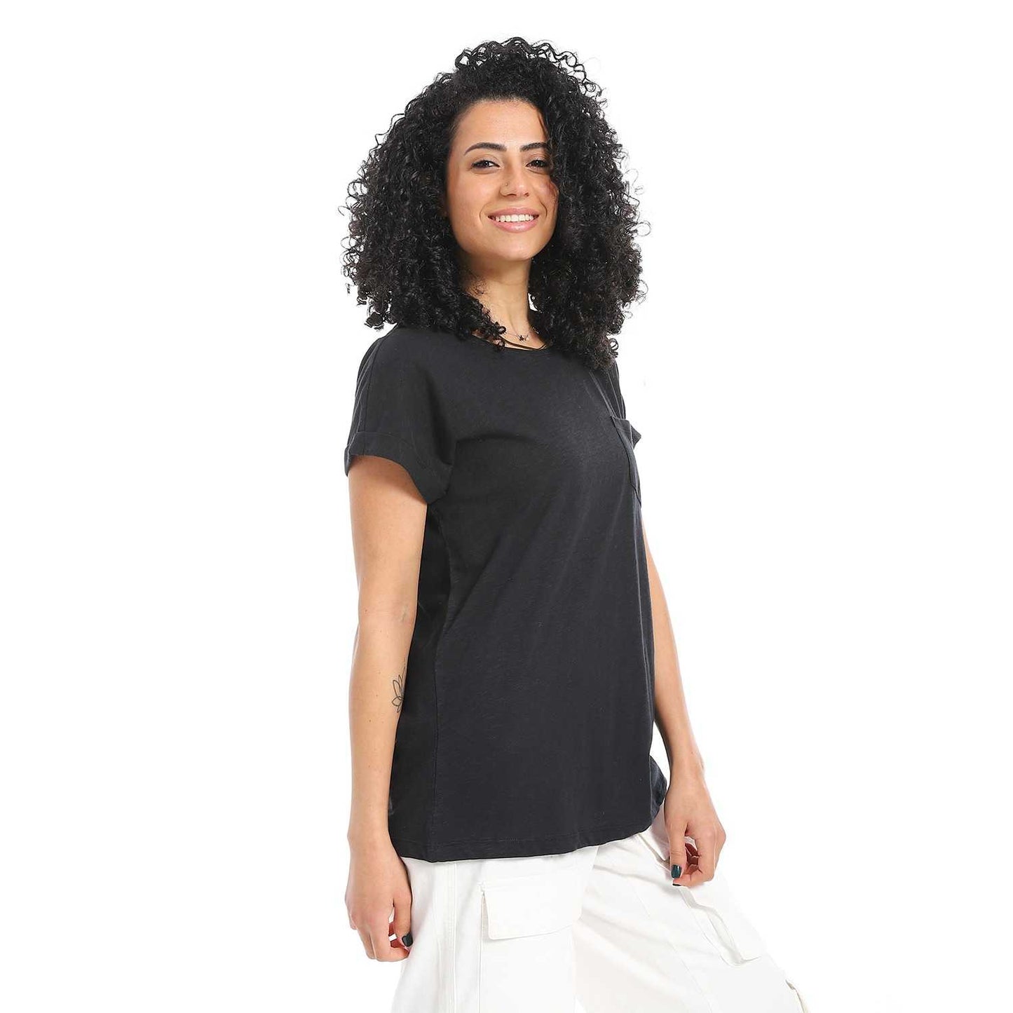 Women's Round Neck Cotton Plain T-Shirt