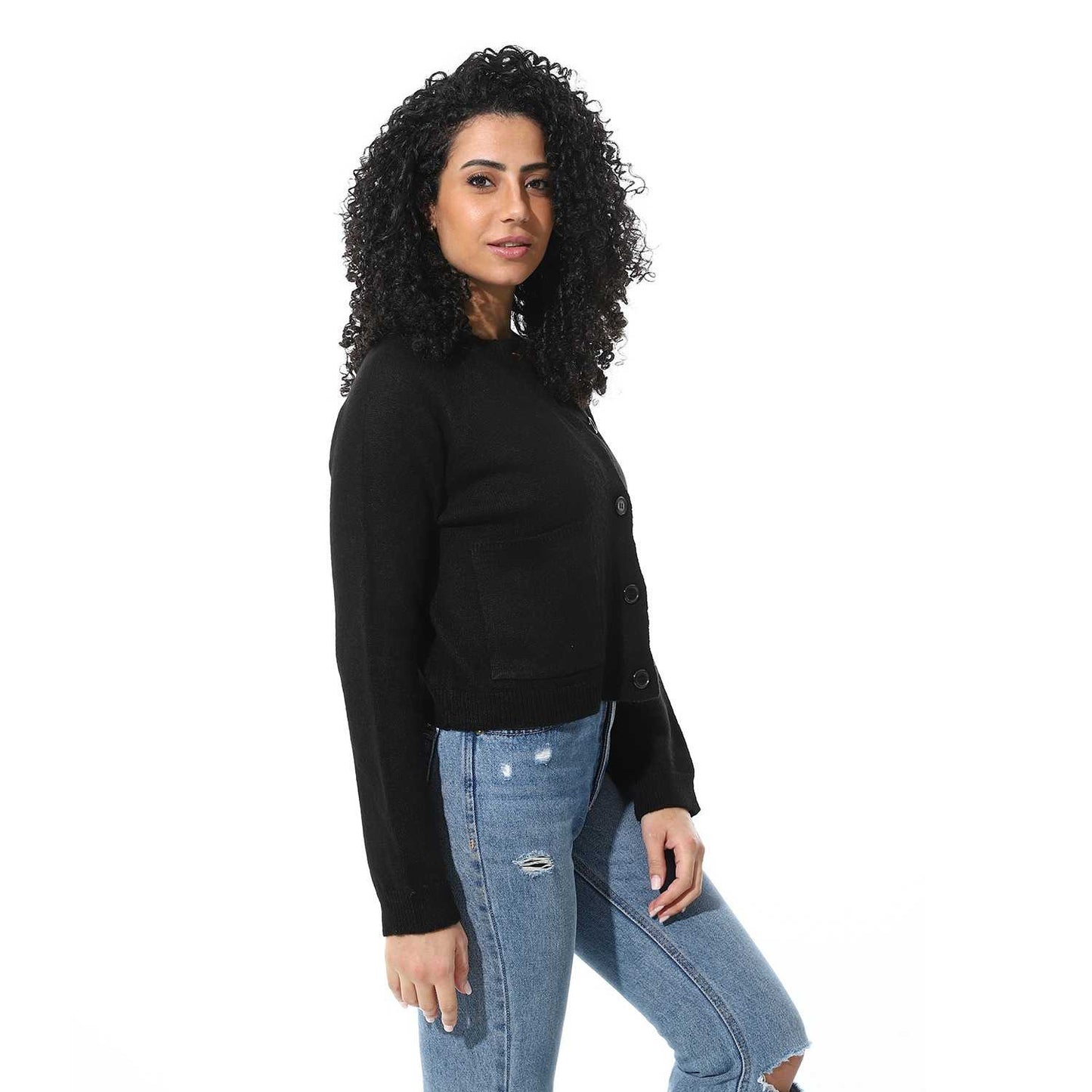Women's Button-Front Crop Cardigan