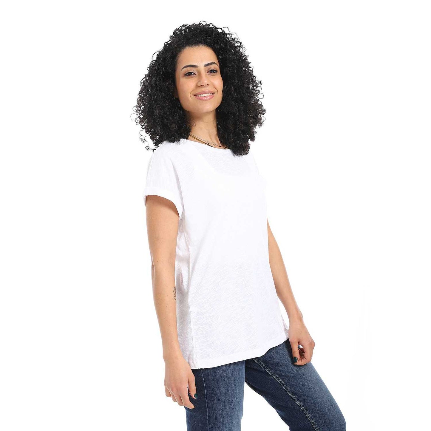 Women's Round Neck Cotton Plain T-Shirt