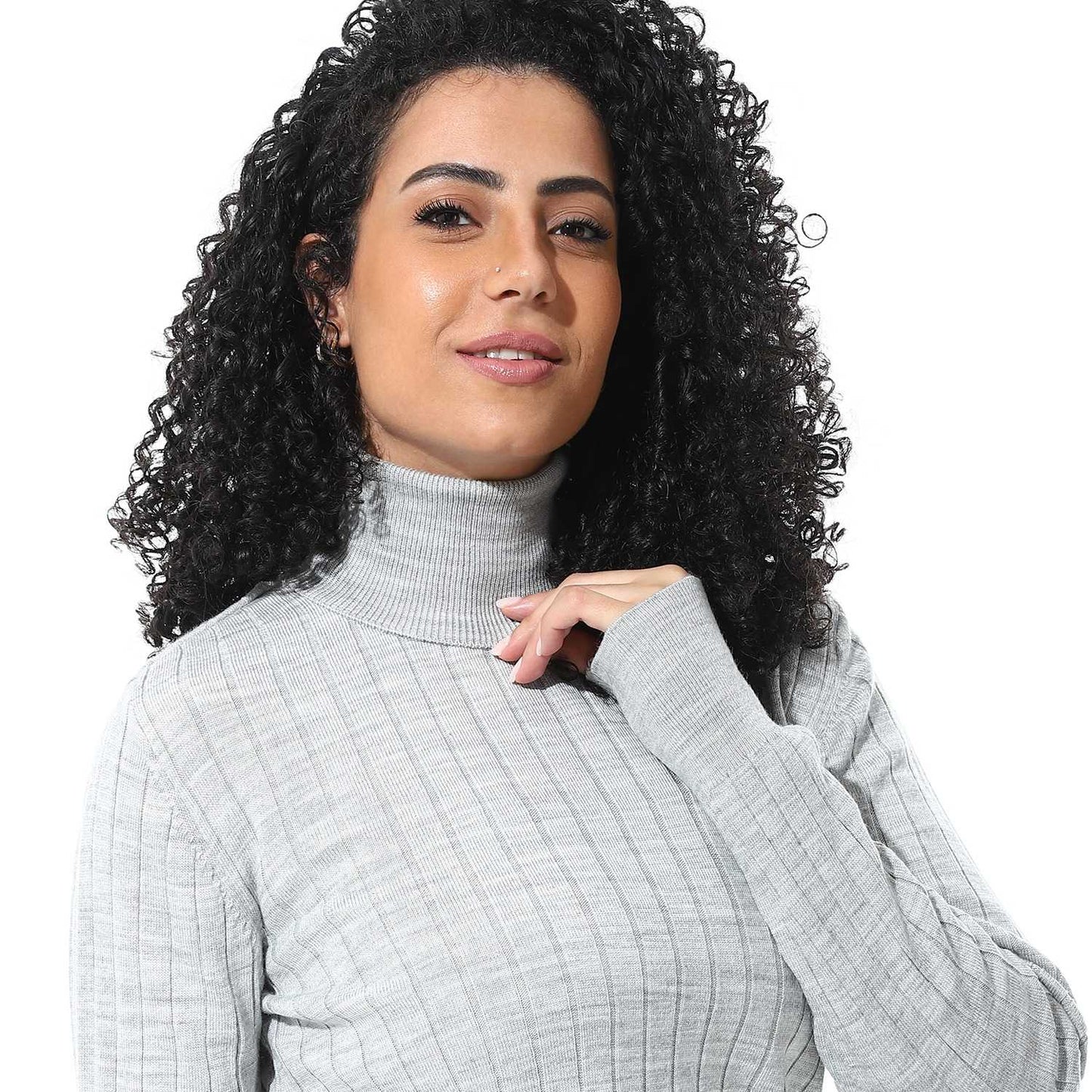 Women’s High Neck Ribbed Sweater
