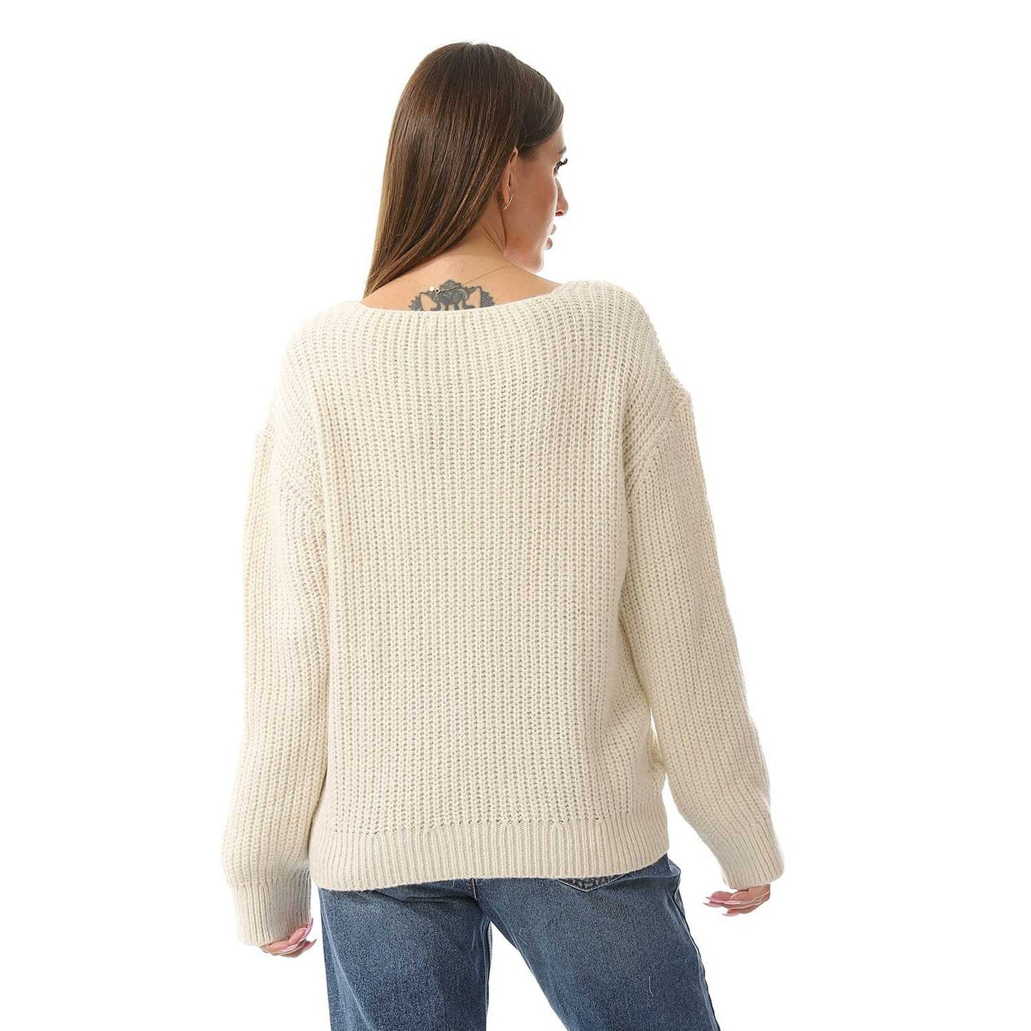 Women's Knited Wide V Neck Pullover