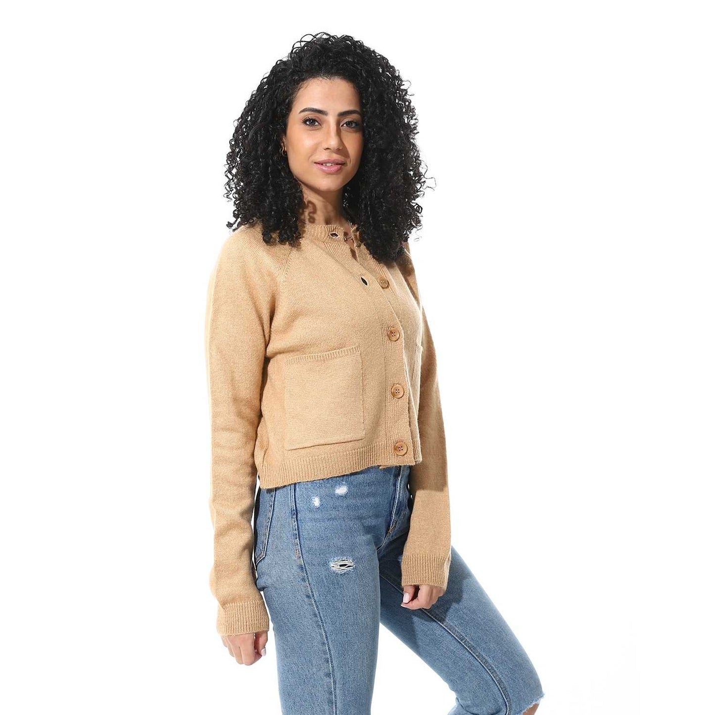 Women's Button-Front Crop Cardigan