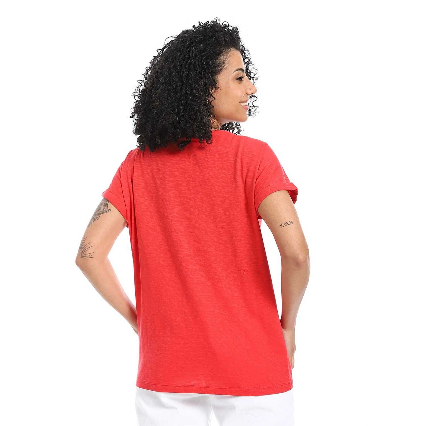 Women's Round Neck Cotton Plain T-Shirt