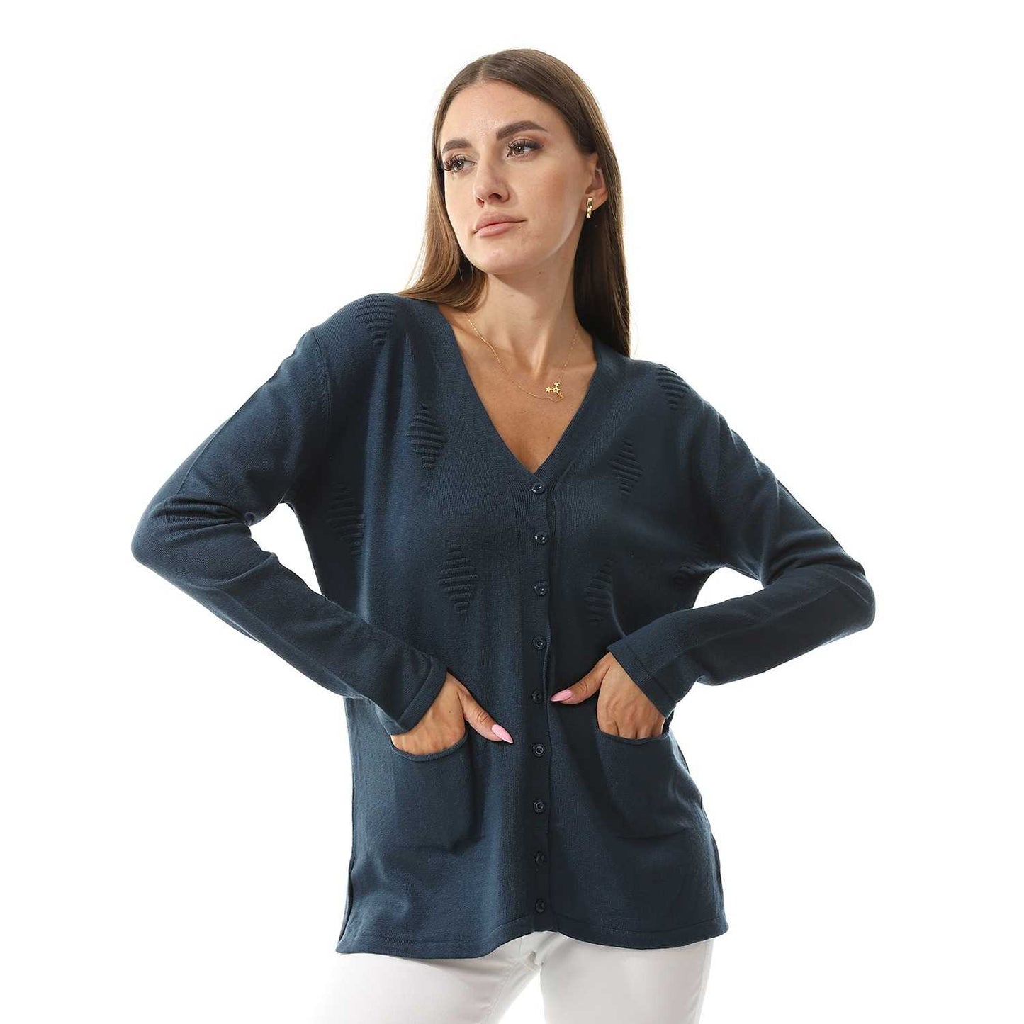 Women's V Neck Knitted Cardigan