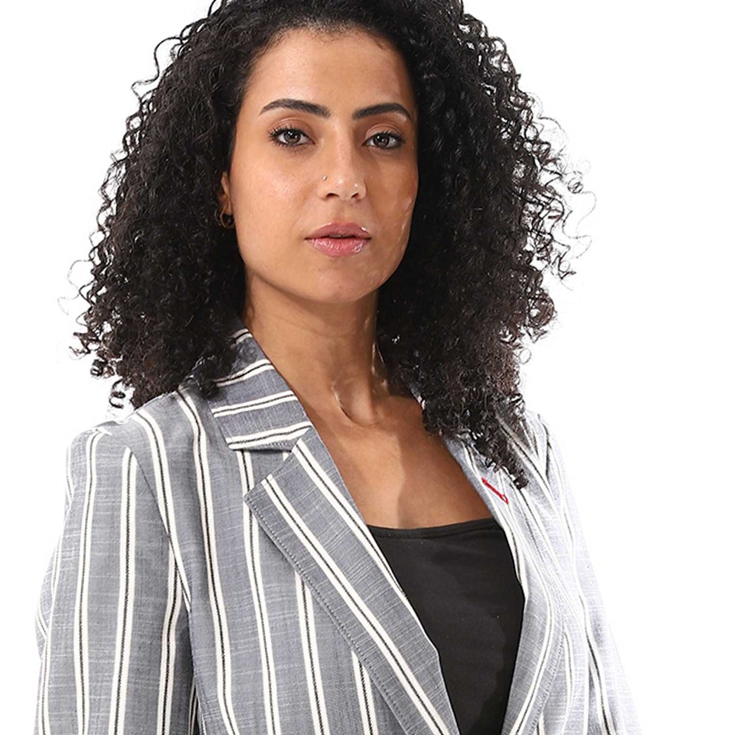 Women's Striped Linen Blazer