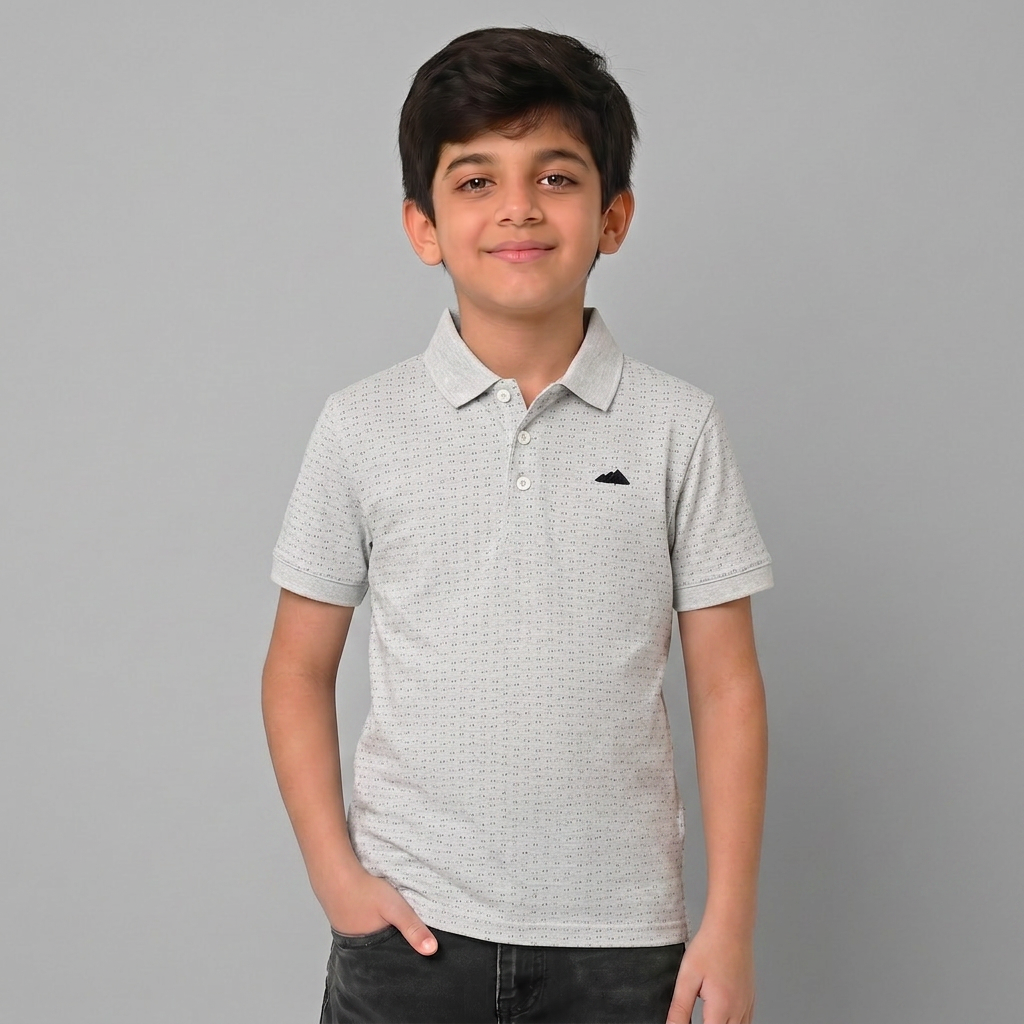 Boys Textured Polo T-Shirt
