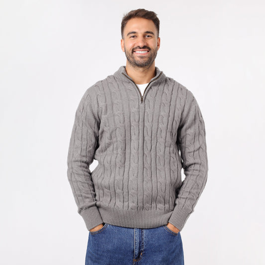 Men's Half Zip Cable Knit Sweater