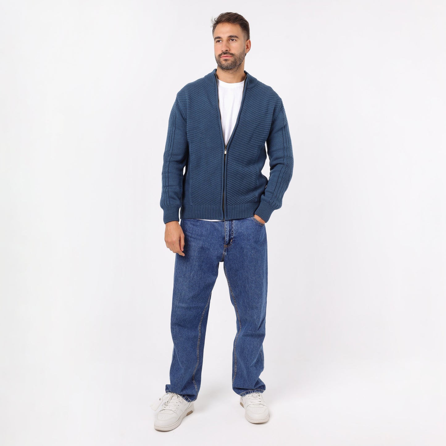 Men's Zip-Up Knit Sweater