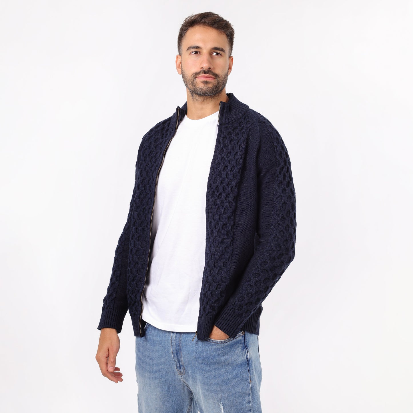 Men's Zip-Up Knit Sweater
