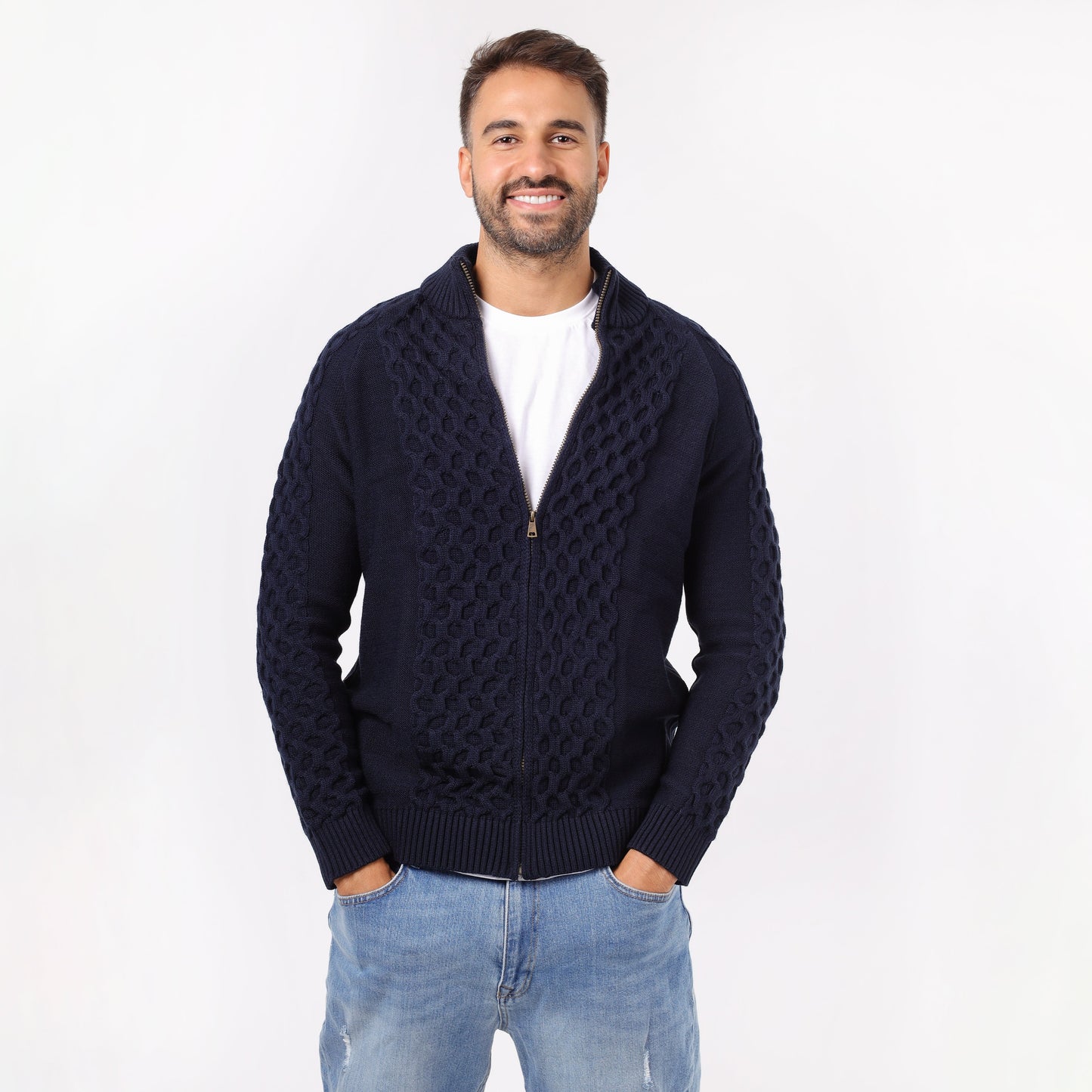 Men's Zip-Up Knit Sweater