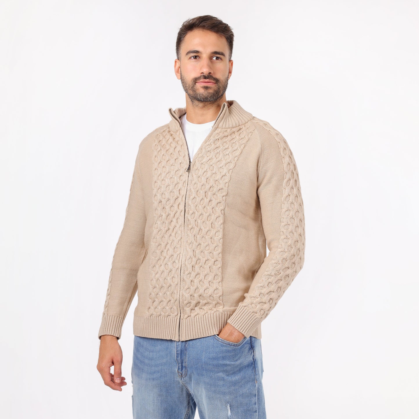 Men's Zip-Up Knit Sweater
