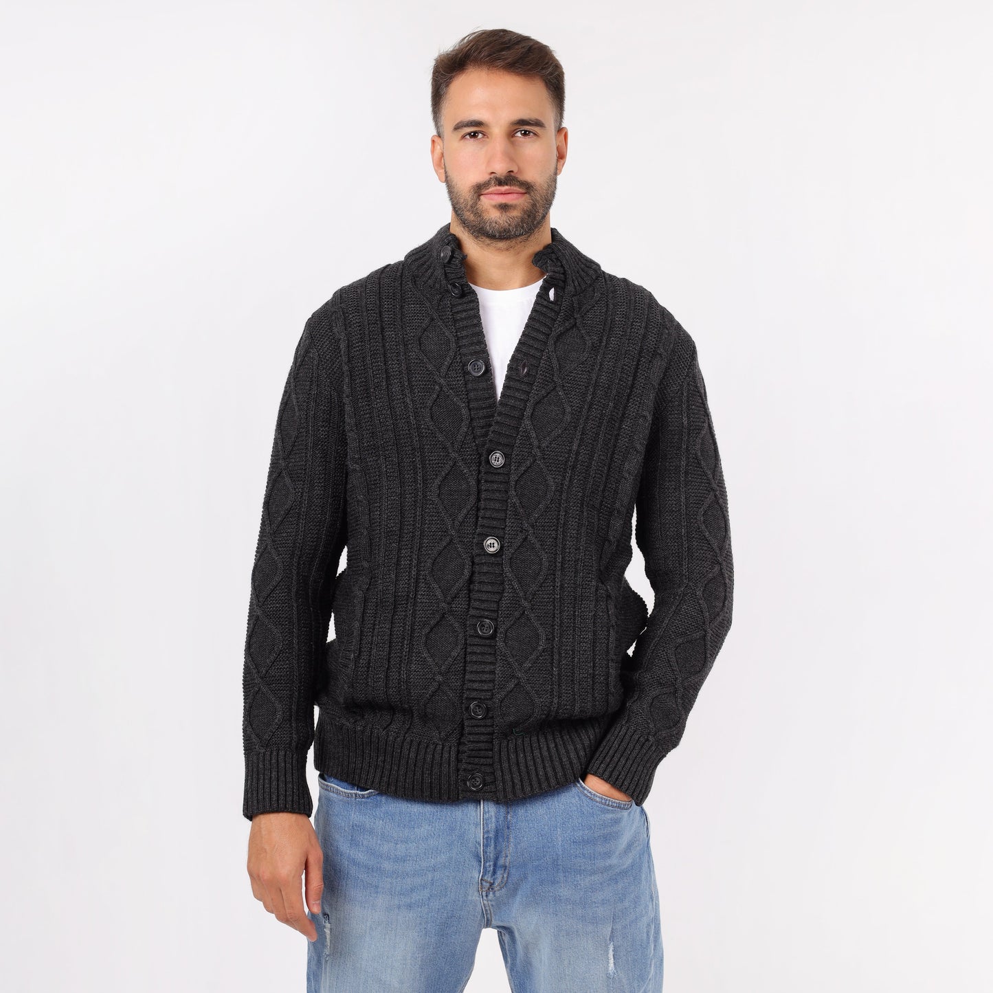 Men's Button-Up Knit Sweater