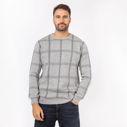 Men's Plaid Crew Neck Knit Sweater