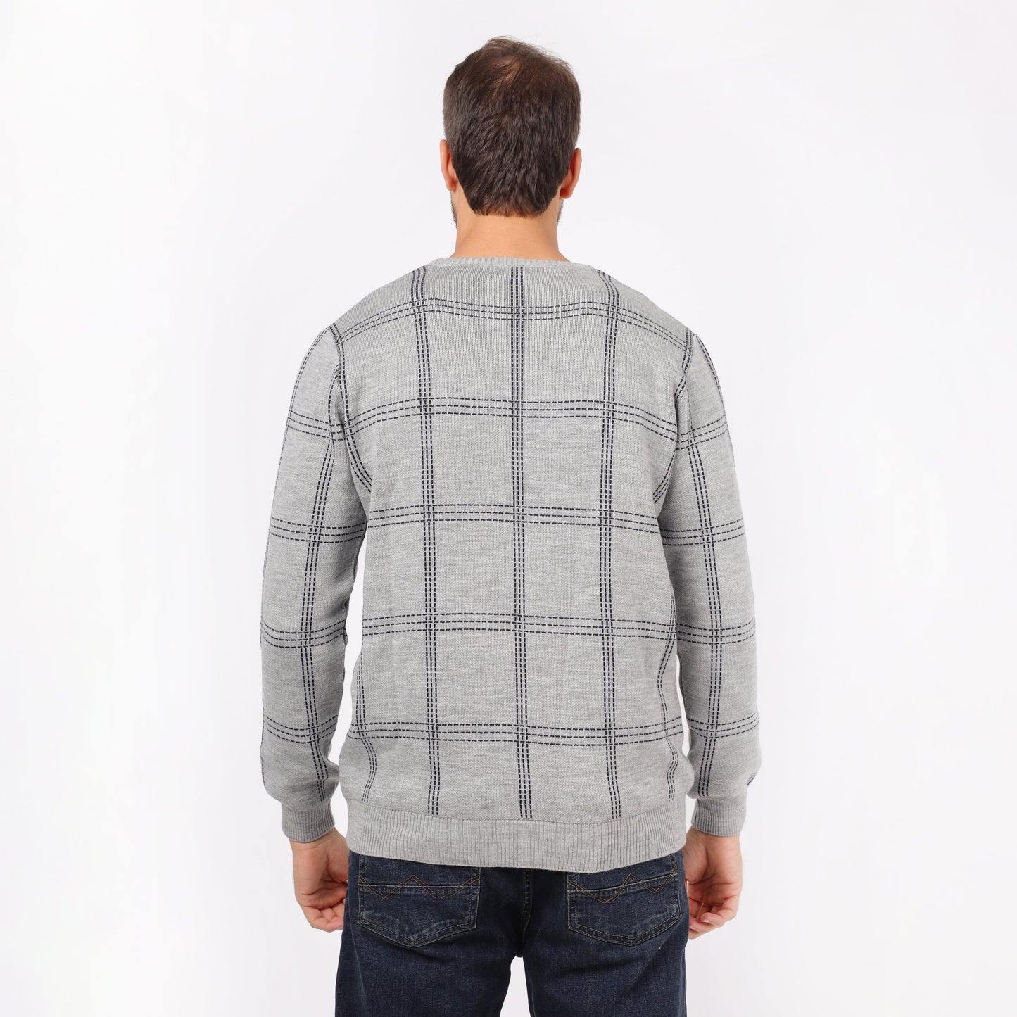 Men's Plaid Crew Neck Knit Sweater