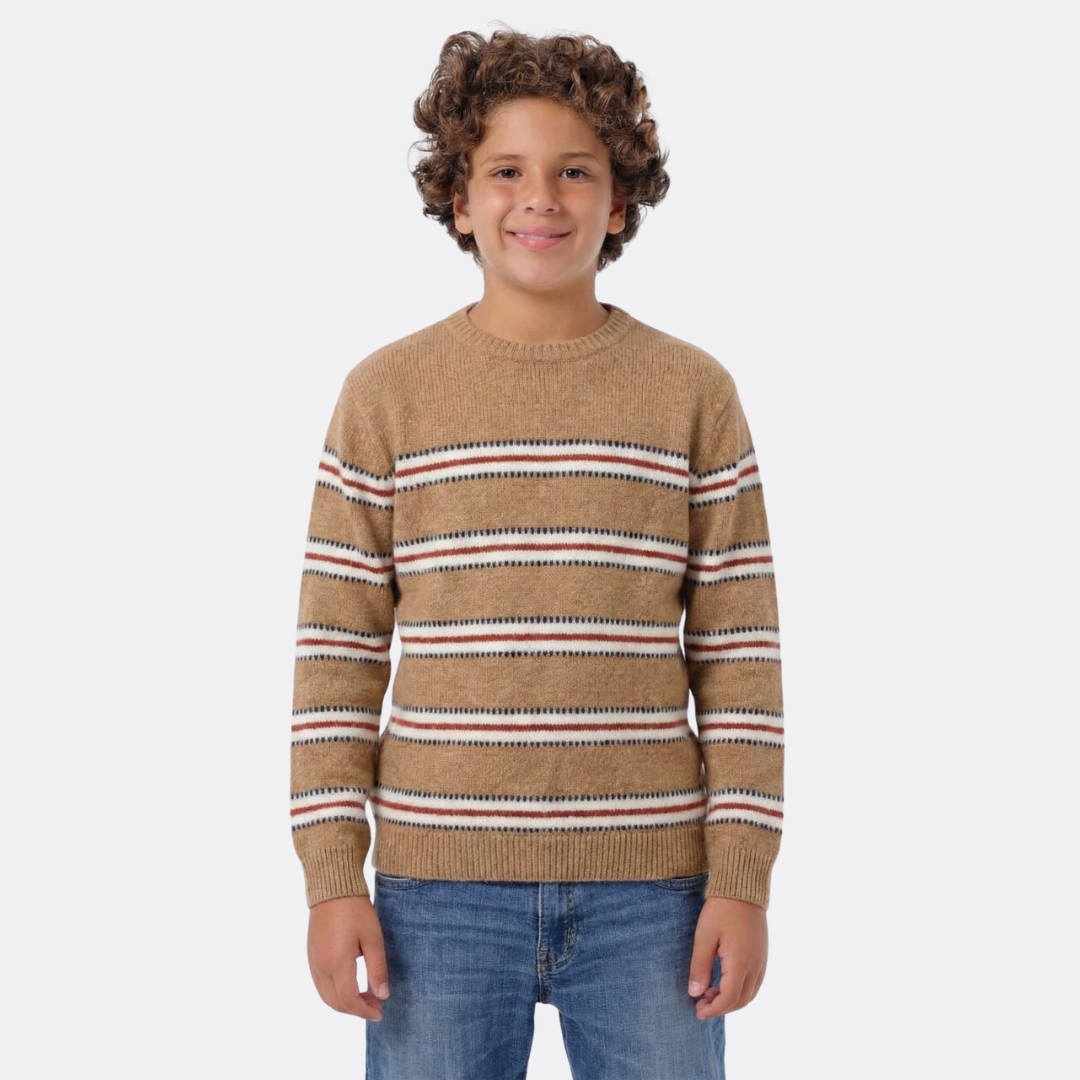 Boys Striped Crew Neck Knit Sweater