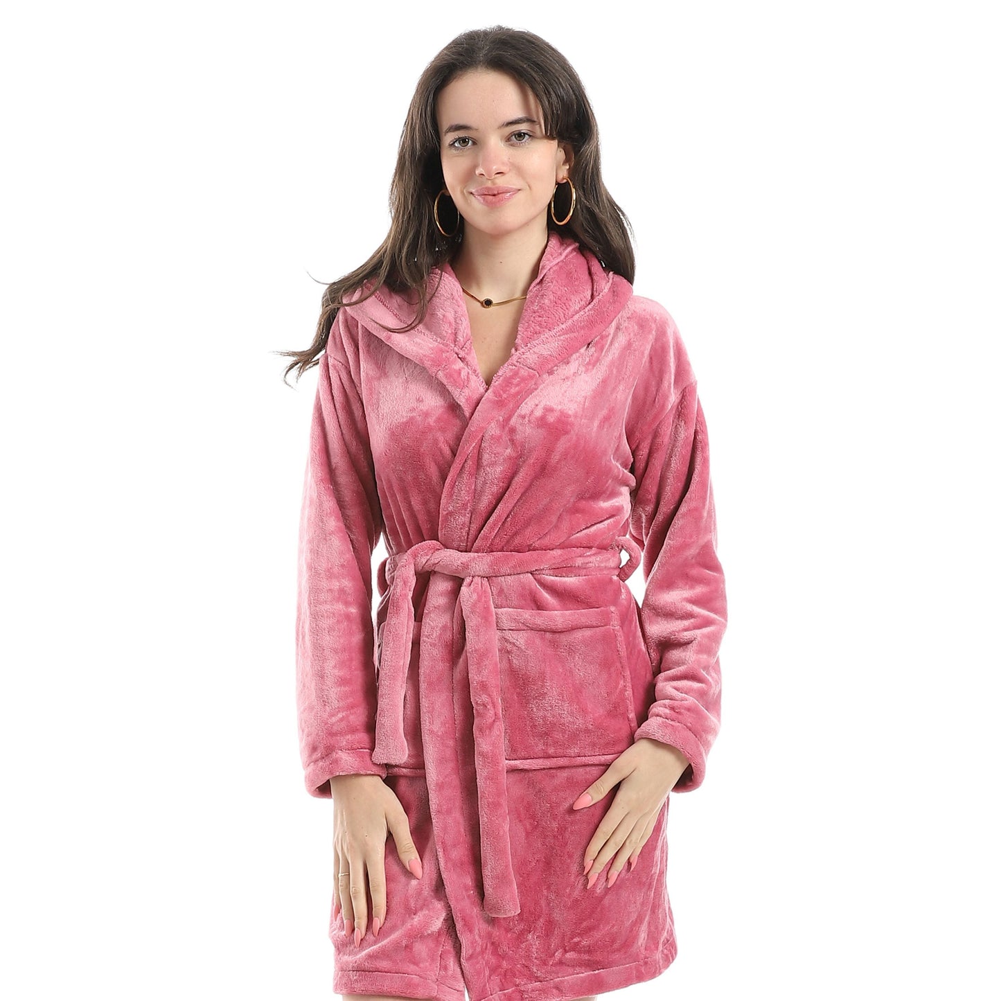 Women's Short Polar Hooded Sleeping gown