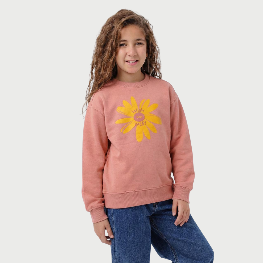 Girls Melton Printed Sweatshirt