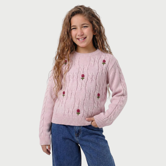 Girls Crew Neck Knit Sweater