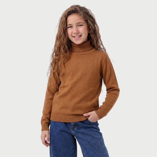 Girls High Neck Knit Sweater