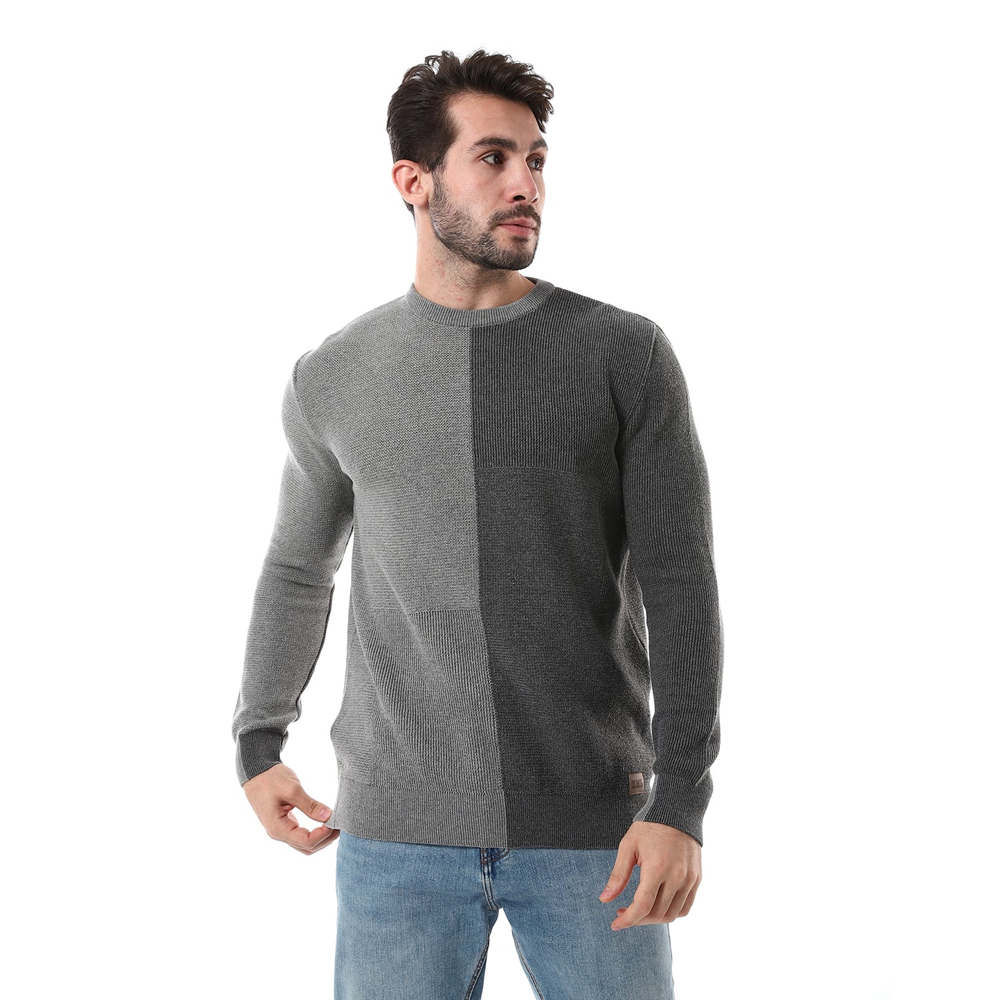 Cotton Crewneck Knit Sweater