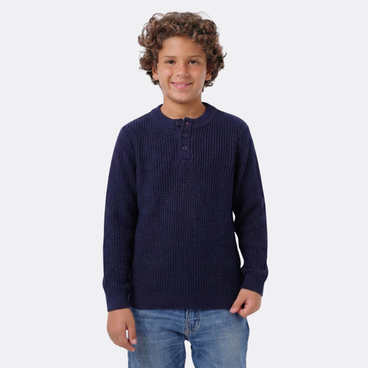 Boys Ribbed Henley Long Sleeve T-shirt