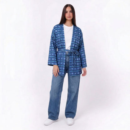 Women's Printed Kimono Cardigan with Belt