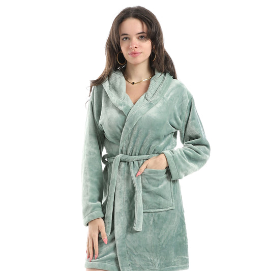 Women's Short Polar Hooded Sleeping gown