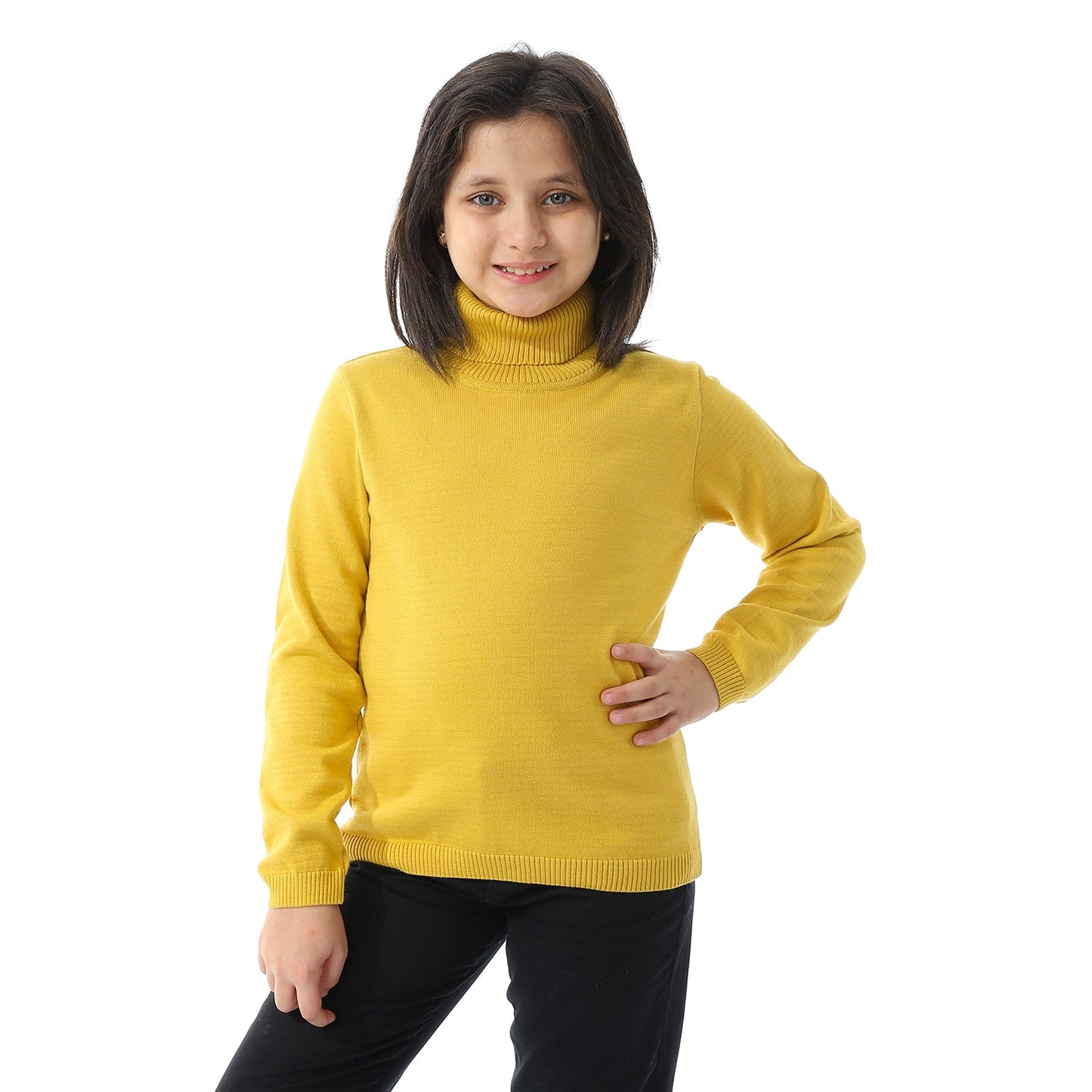Girls Plain Turtleneck Pullover