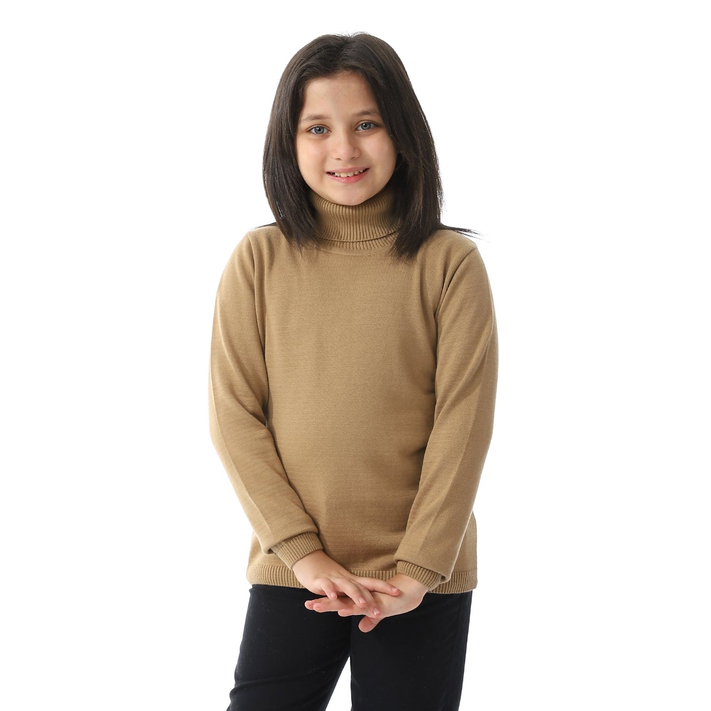 Girls Plain Turtleneck Pullover