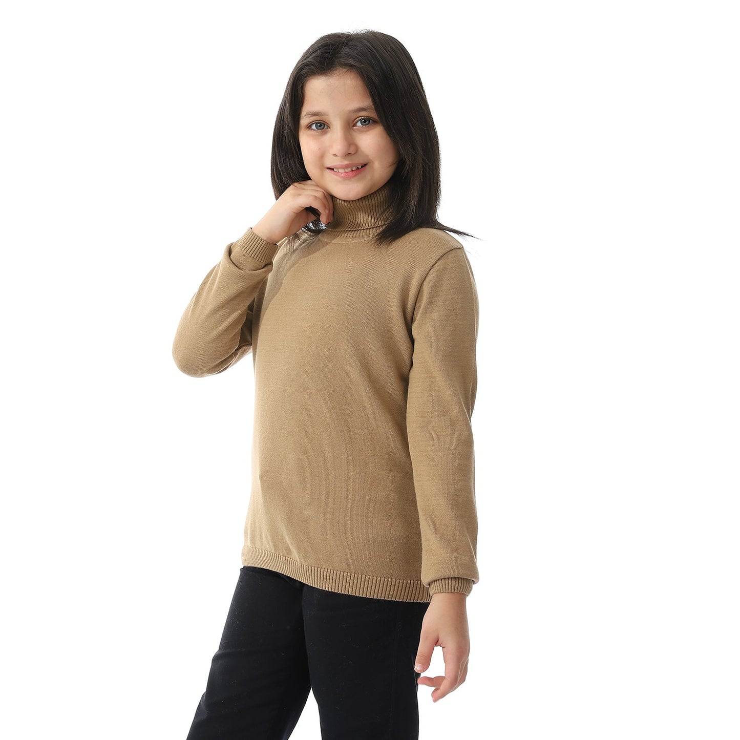 Girls Plain Turtleneck Pullover