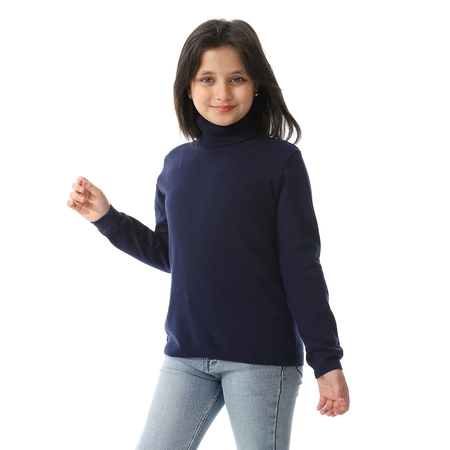 Girls Plain Turtleneck Pullover