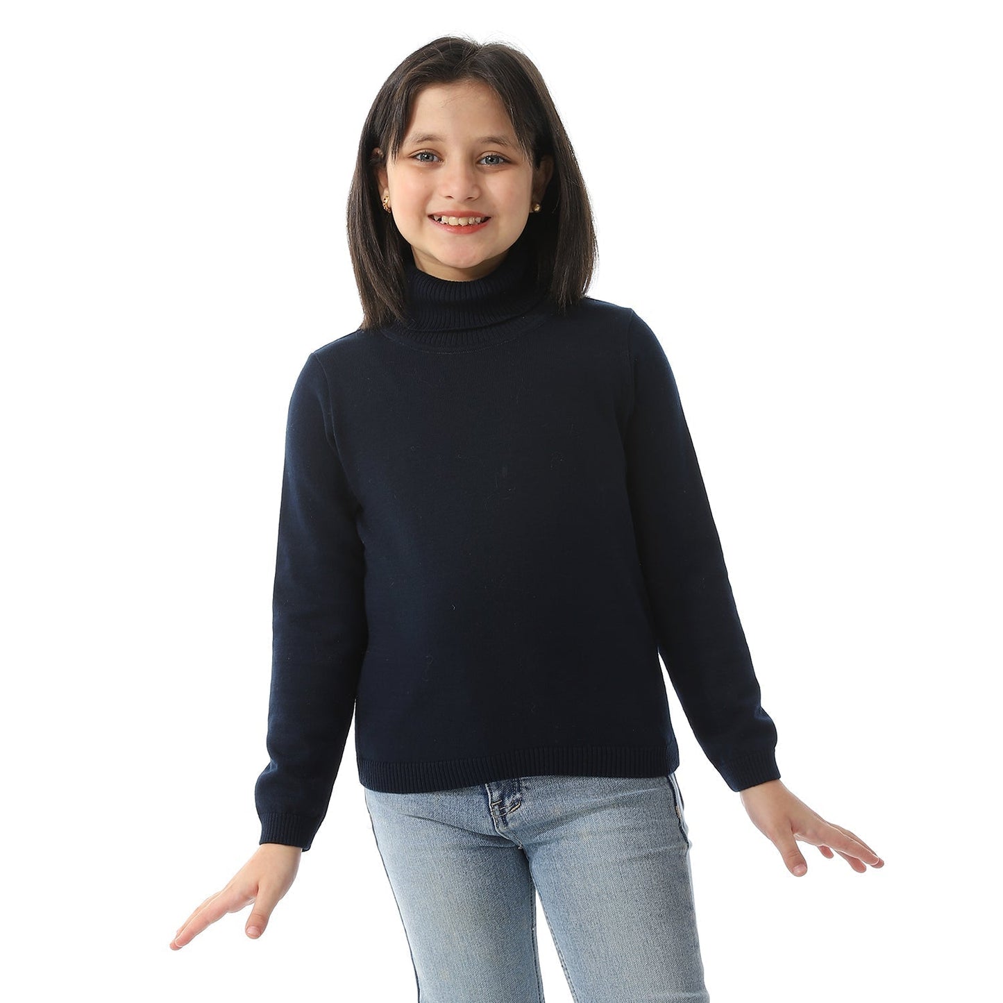 Girls Plain Turtleneck Pullover
