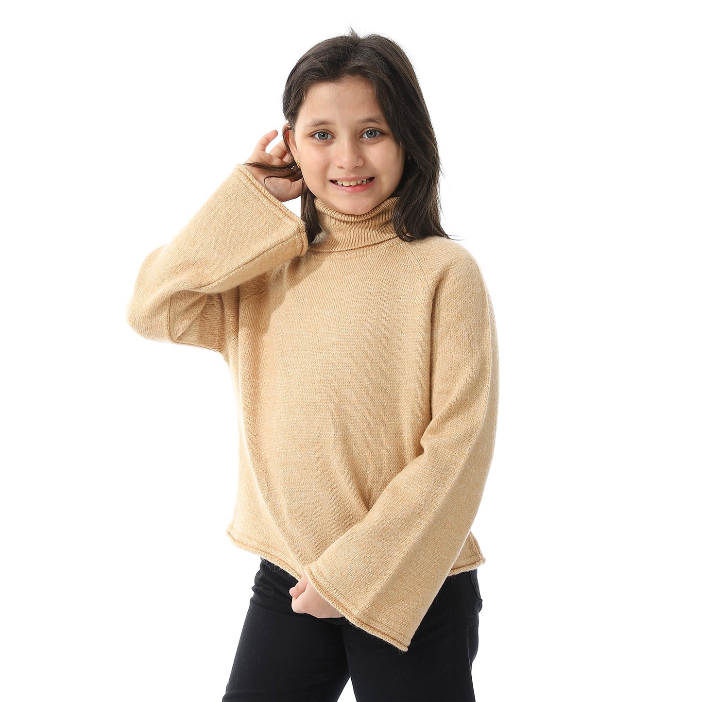 Girls Turtleneck Knit Pullover