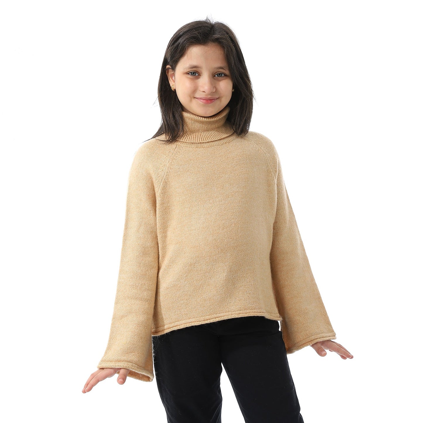 Girls Turtleneck Knit Pullover
