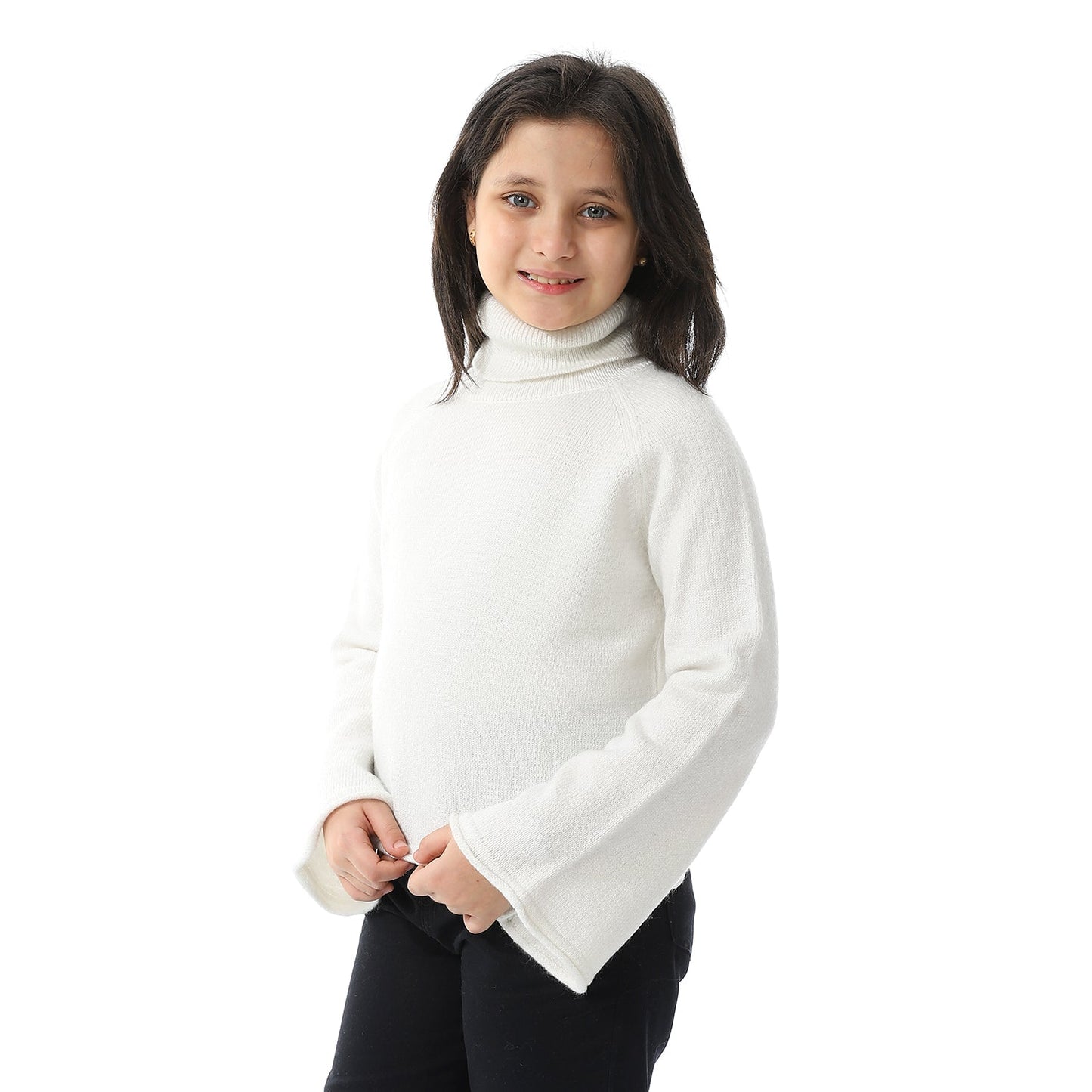 Girls Turtleneck Knit Pullover