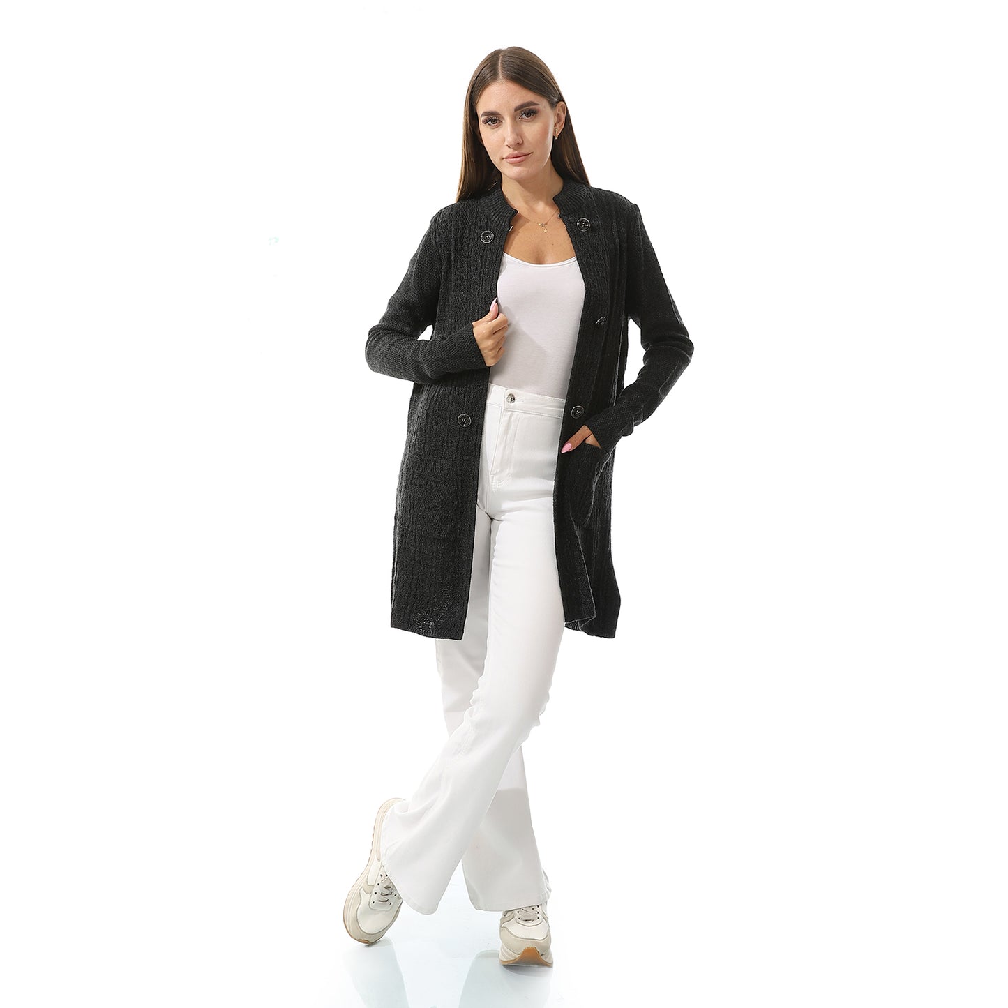 Women's Long Button Front Cardigan