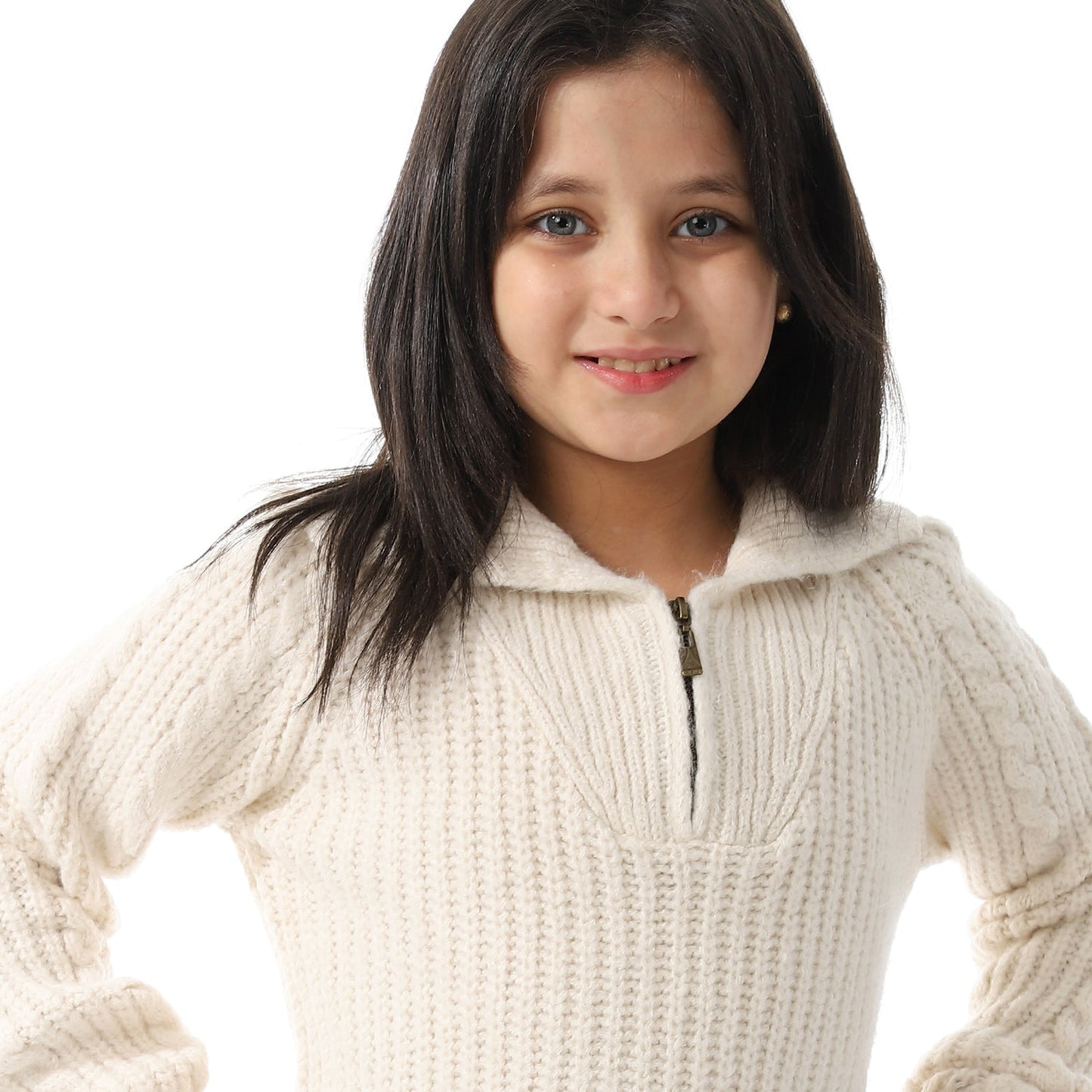Girls Half-Zip Polo Neck Pullover