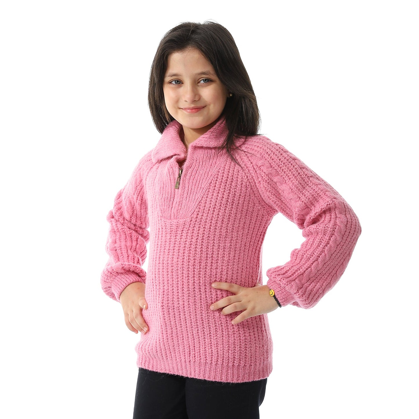 Girls Half-Zip Polo Neck Pullover